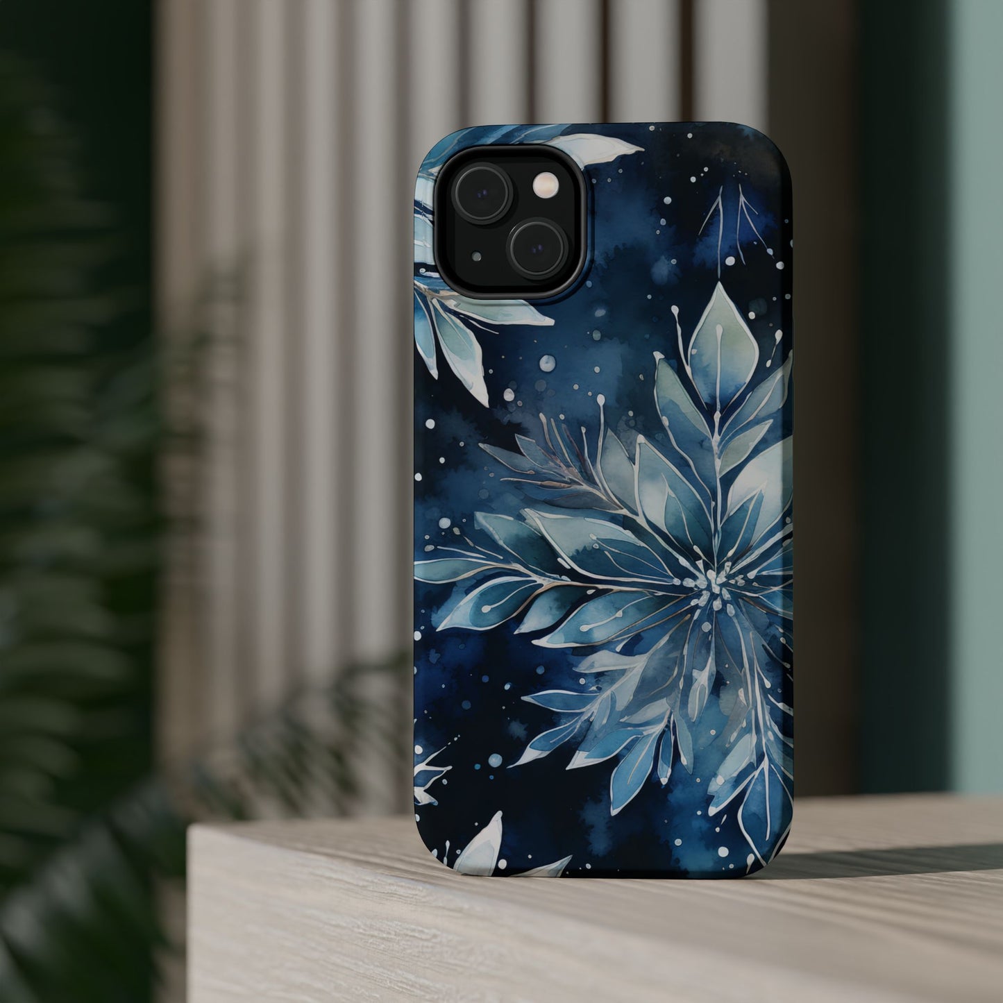 Winter’s Embrace – Blue Snowflake MagSafe iPhone Case