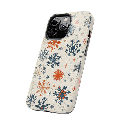 Rustic Orange and Blue Snowflake Pattern – iPhone Series Case