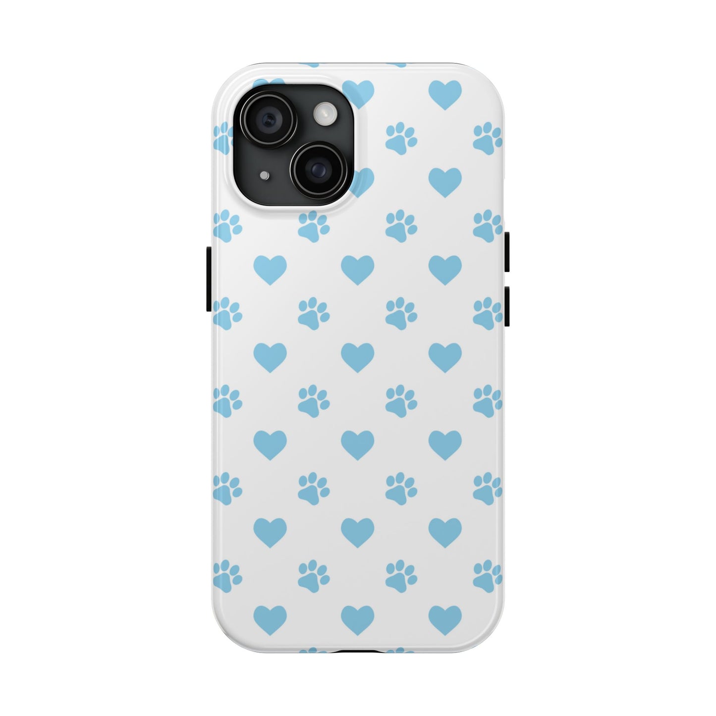 Blue Paw Prints & Hearts – Adorable and Durable iPhone Case for Pet Lovers