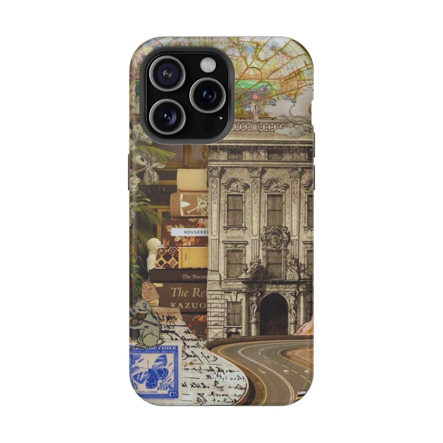 Whimsical Road Trip Collage MagSafe iPhone Case – Dual-Layer Protection with Vintage Art and Adventure Design