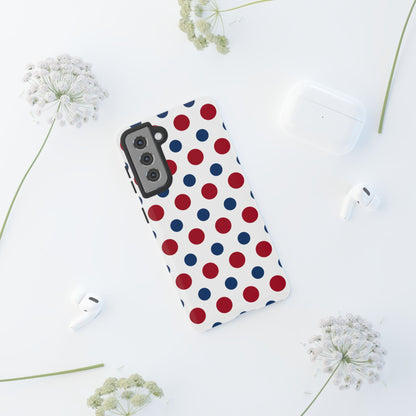 Patriotic Navy, White, and Red Polka Dot Samsung Galaxy Case