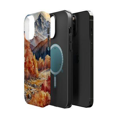 Watercolor Autumn Forest and Mountains - MagSafe iPhone Case