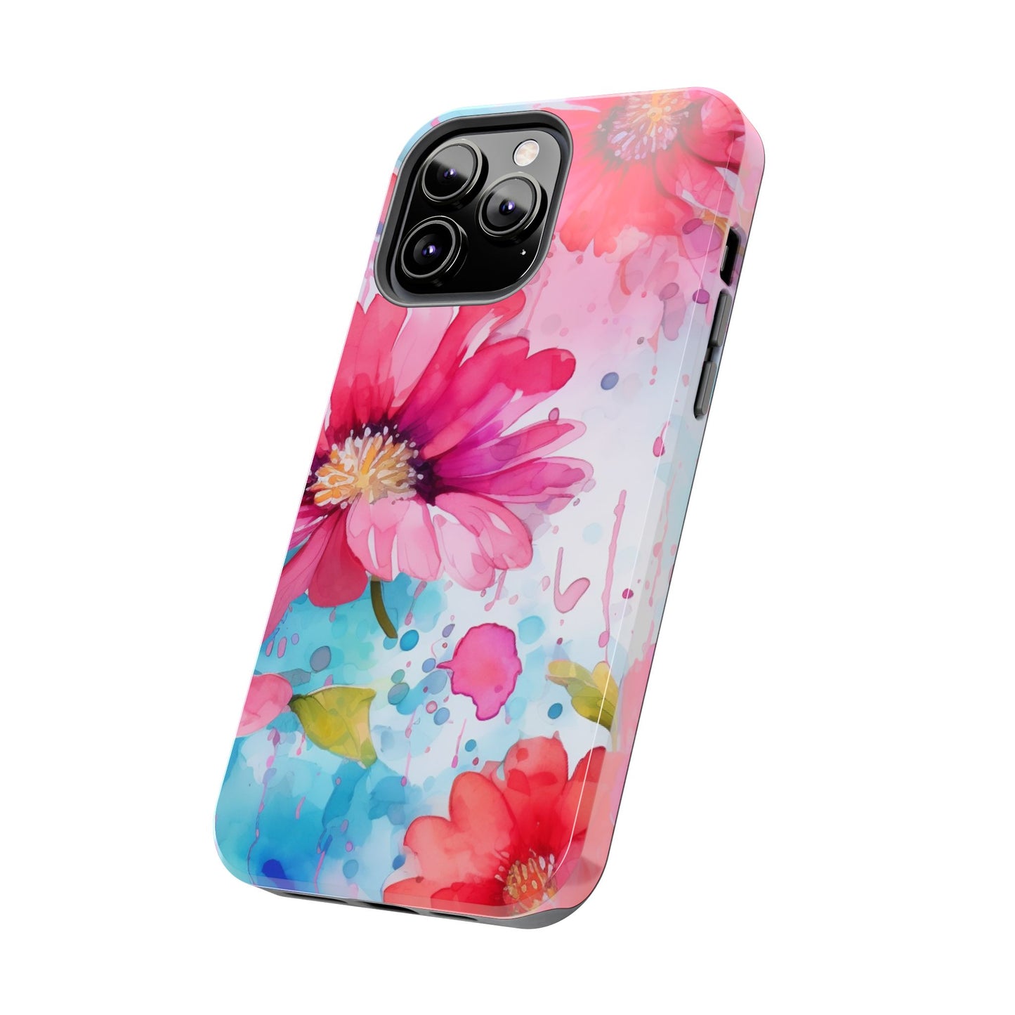 Vibrant Watercolor Red & Pink Floral - iPhone Case