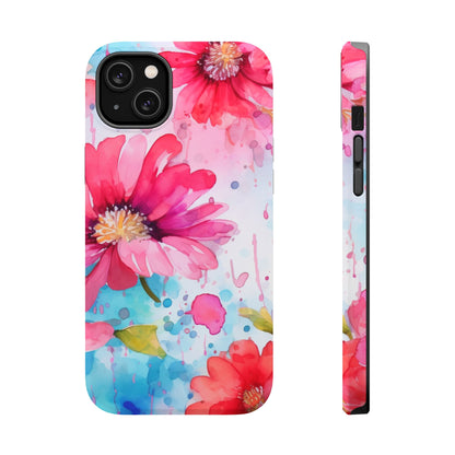 Vibrant Watercolor Red & Pink Floral - MagSafe iPhone Case