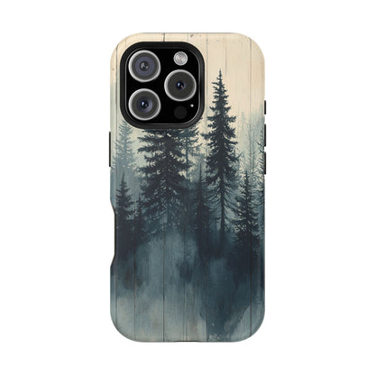 Misty Forest Wood MagSafe iPhone Case - Nature-Inspired Protective Cover