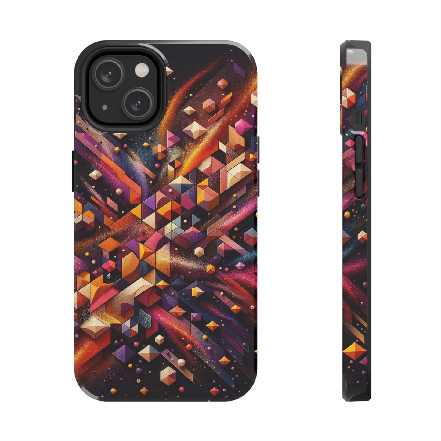 Geometric Galaxy iPhone Case - Abstract Cosmic Protective Cover - Retro Gamer