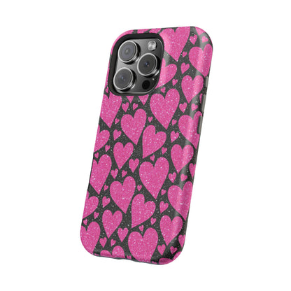 Glitter Hearts MagSafe iPhone Case