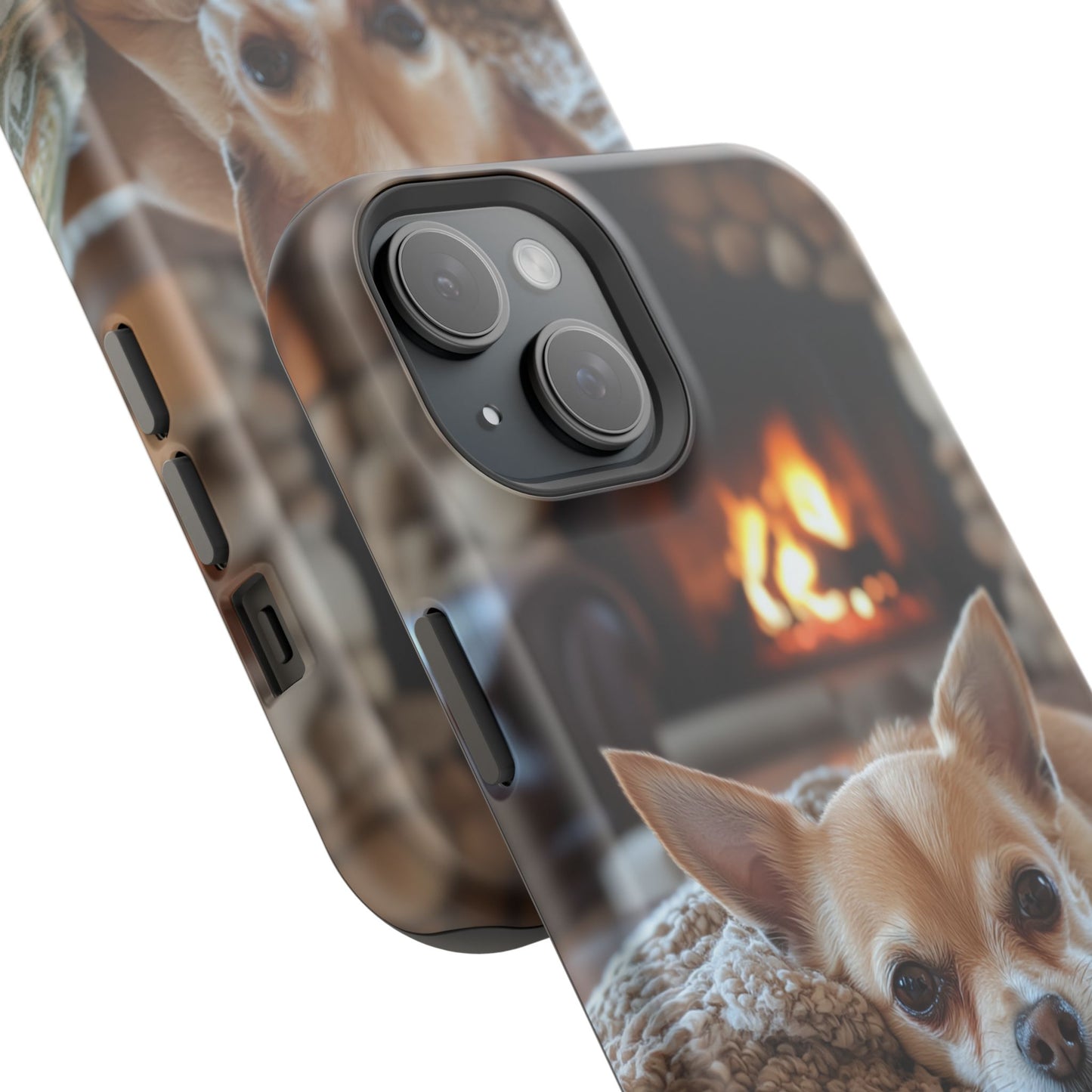 Relaxing Chihuahua by Fireplace MagSafe iPhone Case – Functional and Cozy Design