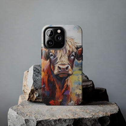 Cute Western Phone Case | Highland Cow | Robust Rocky Mountain-Inspired | Expressionism | Fresco