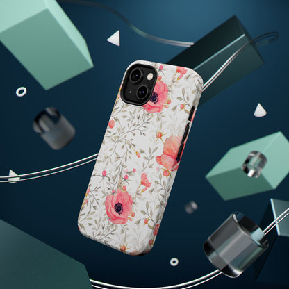 Pink Floral Watercolor MagSafe iPhone Case – Elegant Blossom Design with Magnetic Compatibility