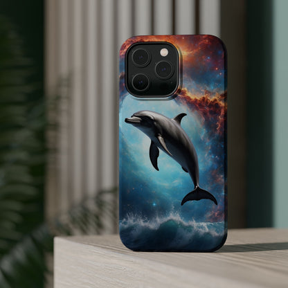 Cosmic Dolphin Space Vibes - MagSafe-Compatible Case