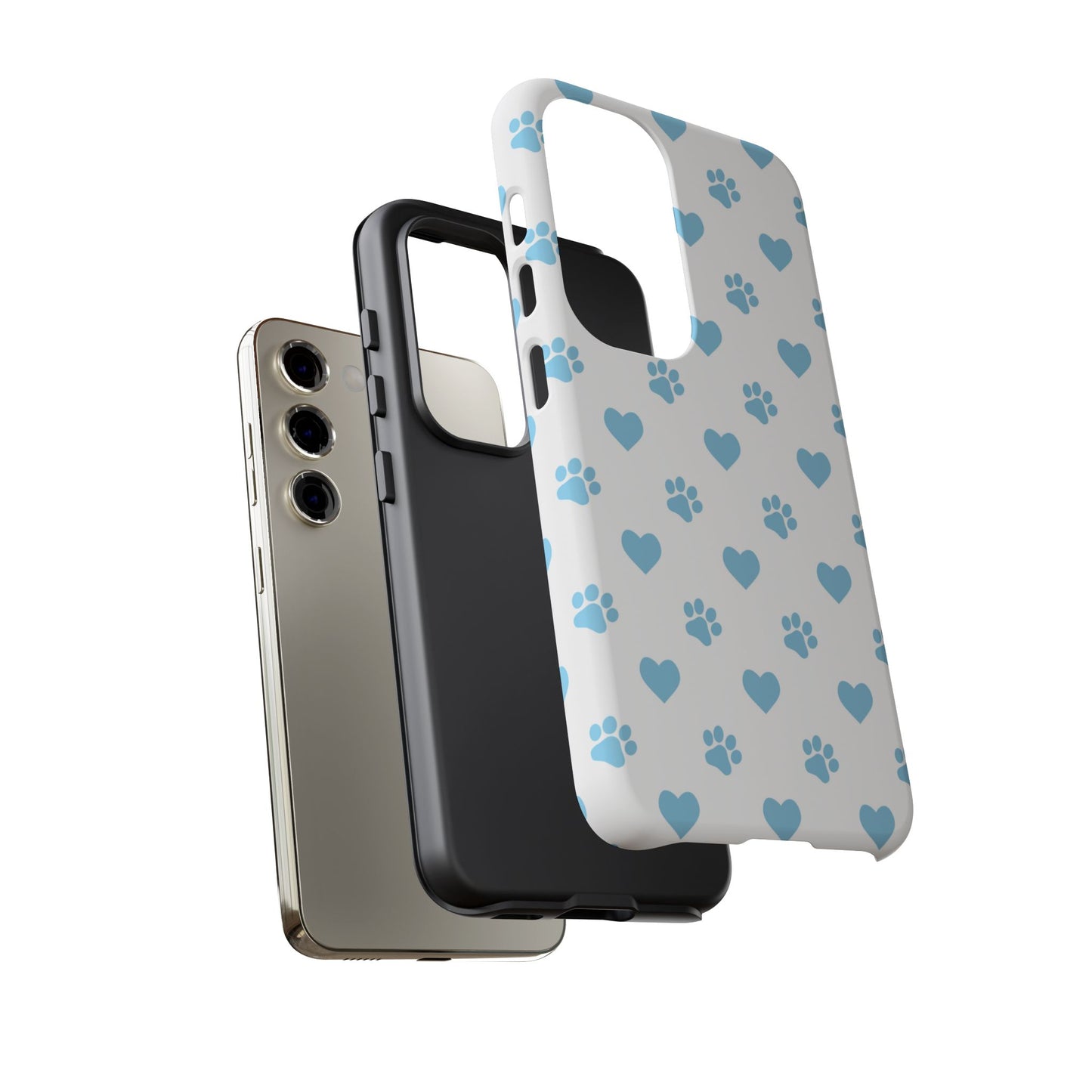 Blue Paw Prints & Hearts – Samsung Galaxy Case for Pet Lovers