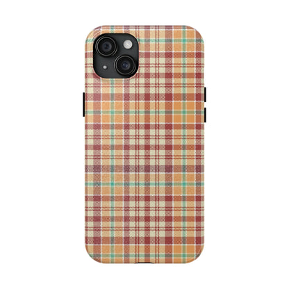 Retro Chic Plaid iPhone Case in Red, Orange, Green & Cream – Classic Vintage Style