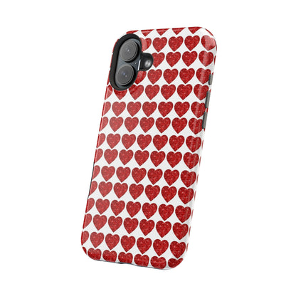 Red Glitter Hearts Charm MagSafe Case