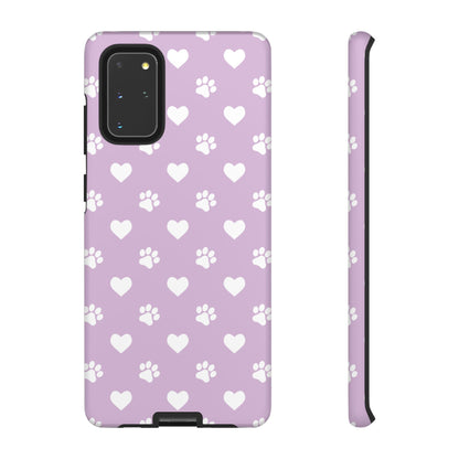 Purple Hearts & Paw Prints - Cute Pet Lover Phone Case