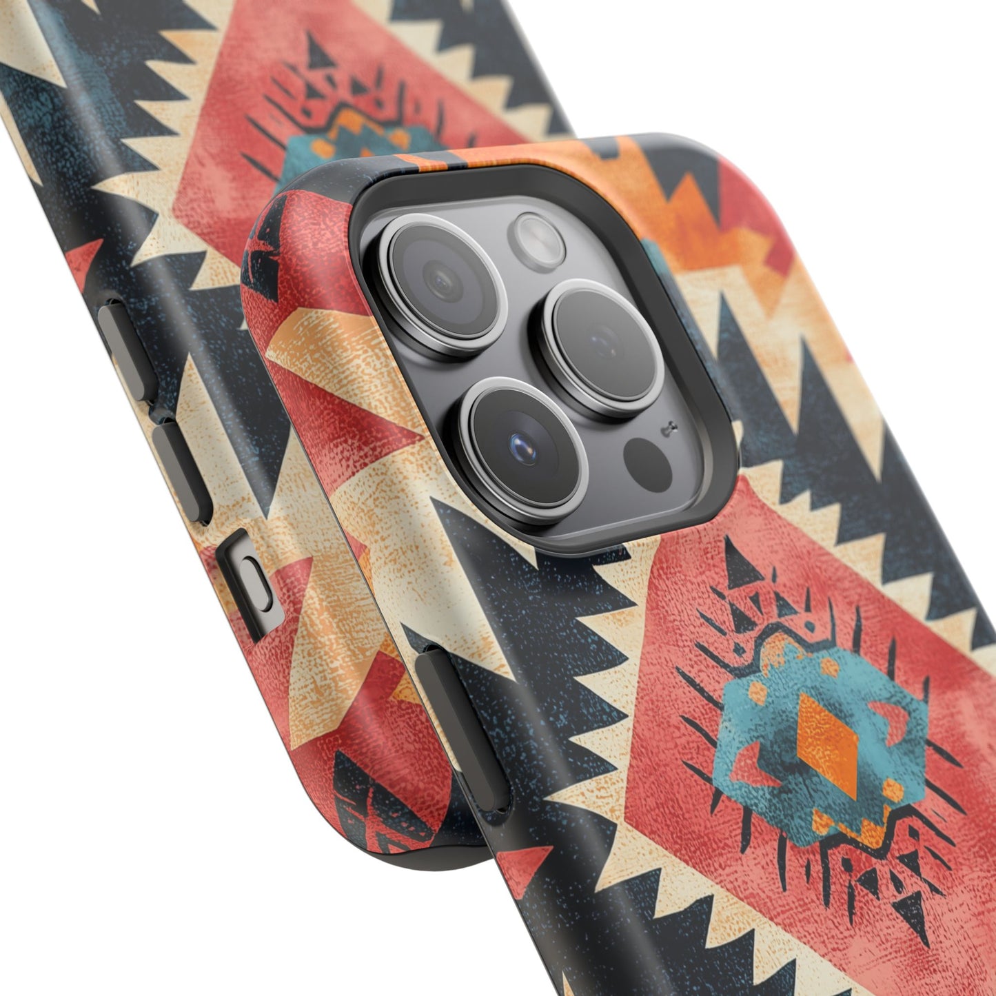 Bold Aztec Pattern Tough MagSafe iPhone Case – Vibrant Geometric Design, Dual-Layer Protection