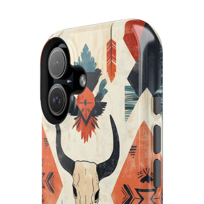 Southwestern Boho Skull Tough MagSafe iPhone Case – Durable Matte Finish, Dual-Layer Protection