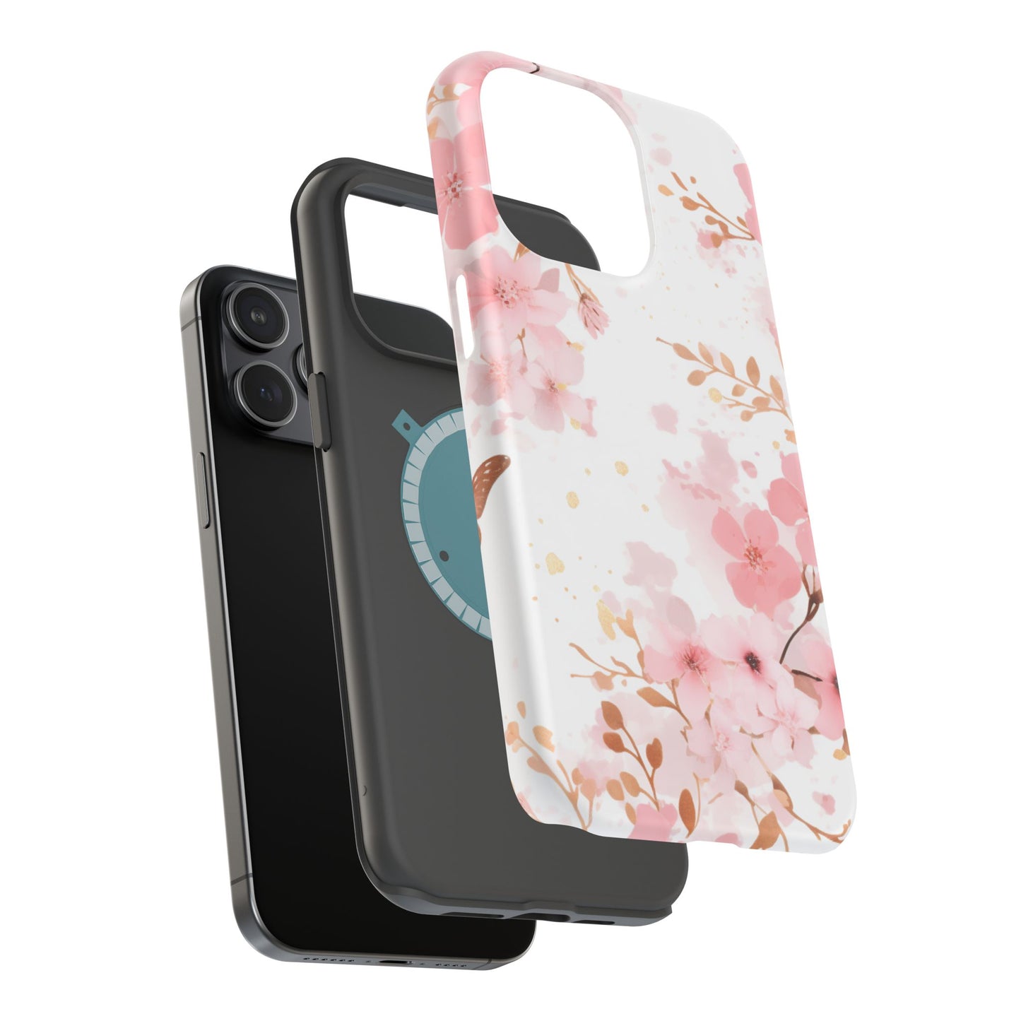 Soft Pink Cherry Blossom MagSafe Case – Floral Elegance with Wireless Charging