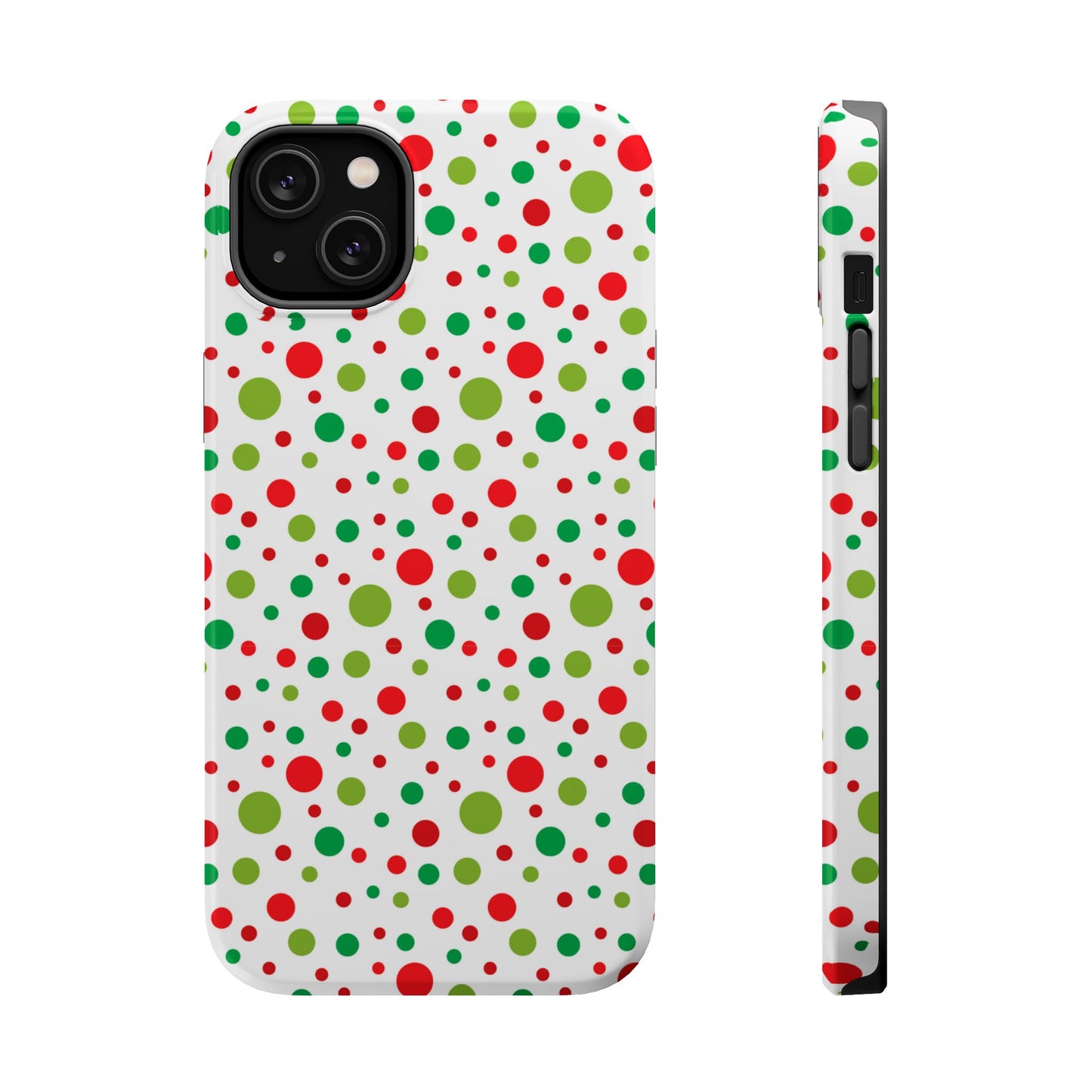 Red & Green Christmas Polka Dots – MagSafe iPhone Case