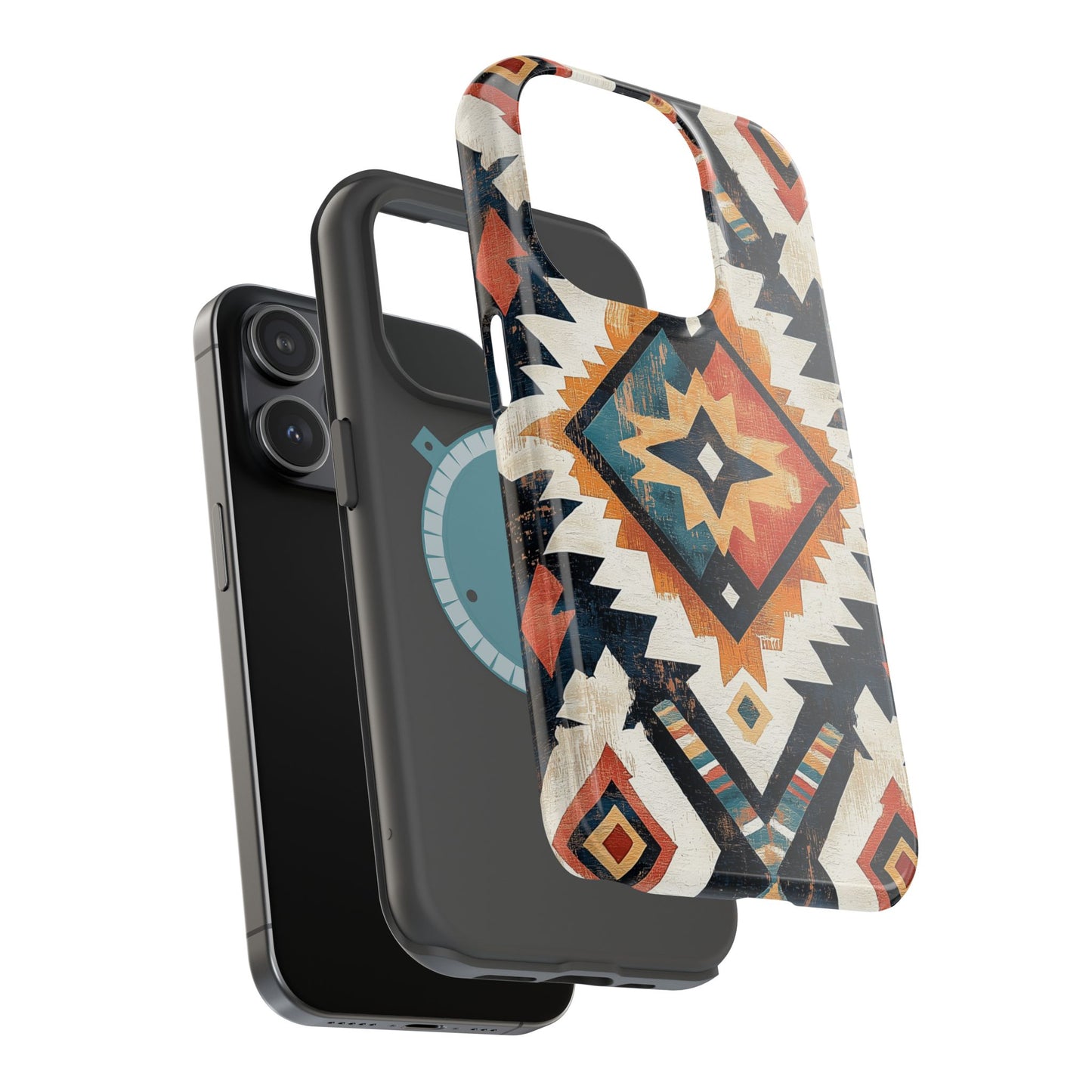 Vintage Southwestern Diamond Tough MagSafe iPhone Case – Rustic Tribal Design, Dual-Layer Protection