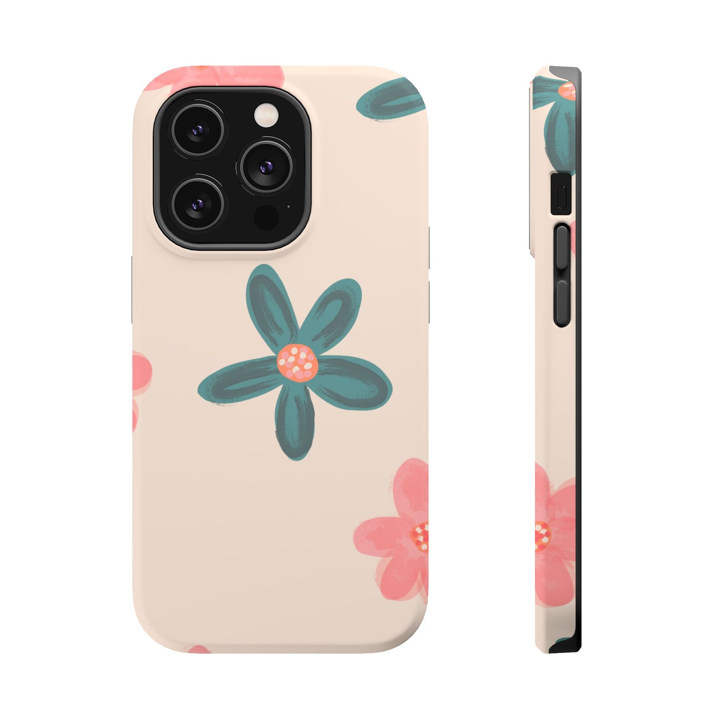 Vintage Floral Tough MagSafe iPhone Case – Soft Matte Finish with Dual-Layer Protection