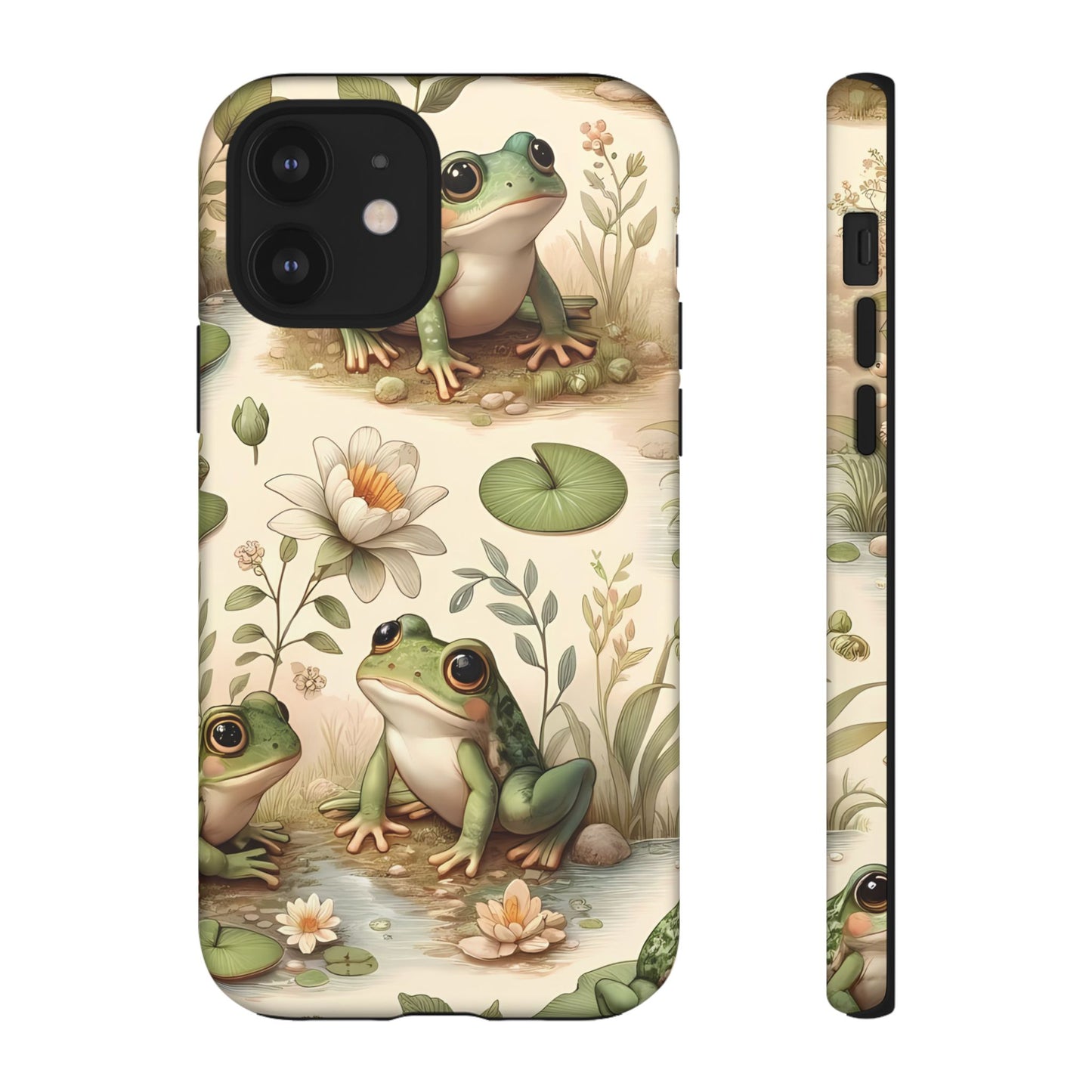 Cute Frogs Phone Case - Pond Pals Frolic - Charming Frog Lily Pad Phone Case for iPhone, Google & Samsung! Great Gift For Any Frog Lover!