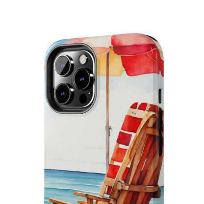 Beach Bliss iPhone Series Case – Relaxing Seaside Chair and Umbrella Design