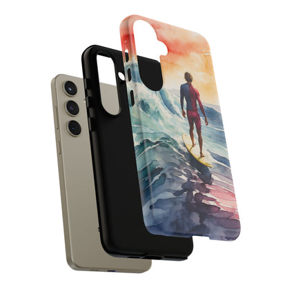 Surfer’s Sunset Wave Samsung Galaxy Case – Vibrant Watercolor Design