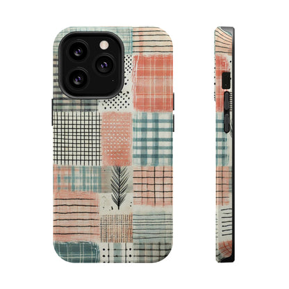 Rustic Patchwork MagSafe iPhone Case | Farmhouse Style & Shockproof