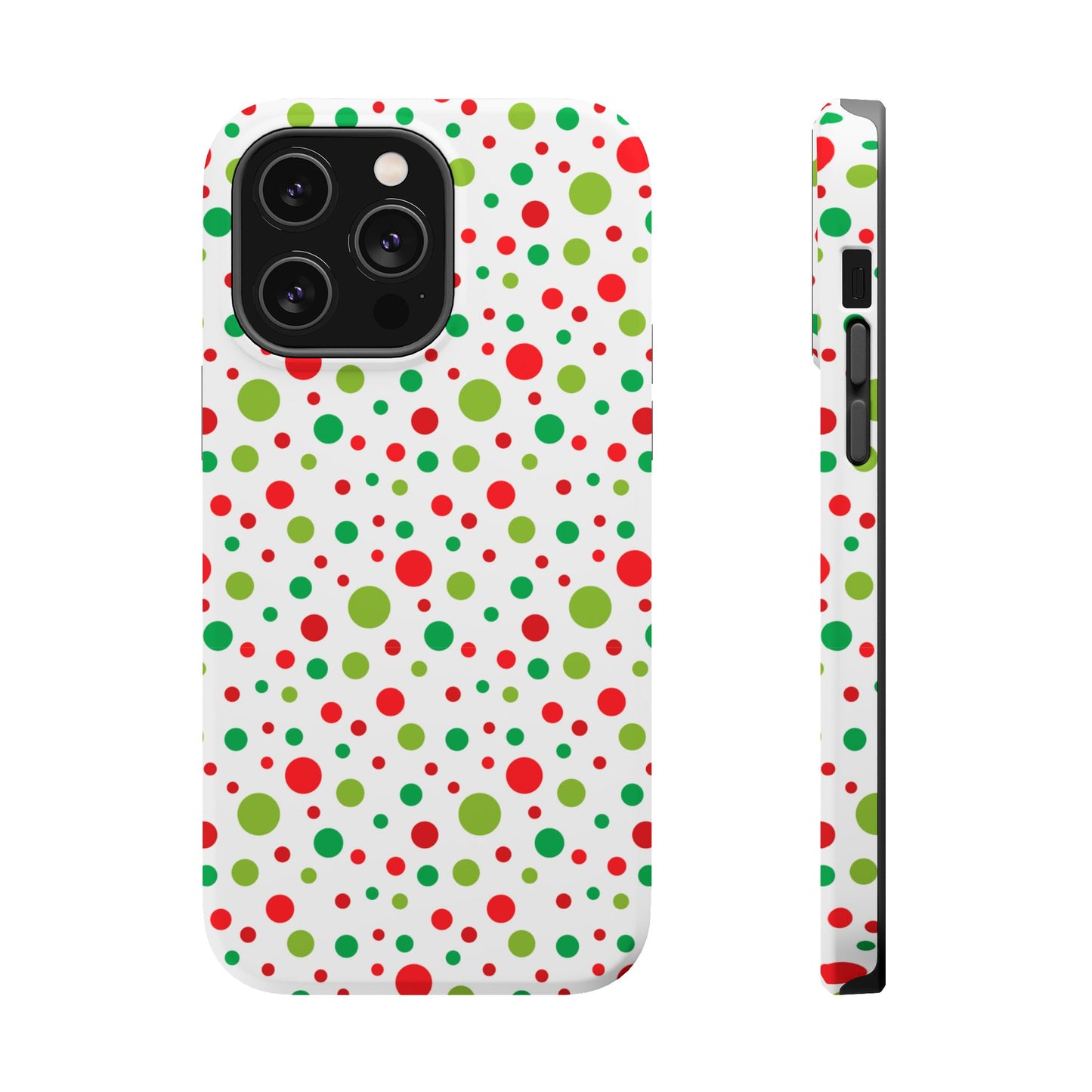 Red & Green Christmas Polka Dots – MagSafe iPhone Case