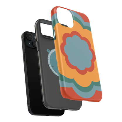 Retro Flower Power MagSafe iPhone Case – Bold 70s-Inspired Design with Dual-Layer Protection