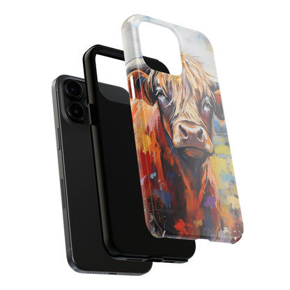 Cute Western Phone Case | Highland Cow | Robust Rocky Mountain-Inspired | Expressionism | Fresco