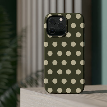 Vintage Green & Cream Polka Dots – MagSafe iPhone Case