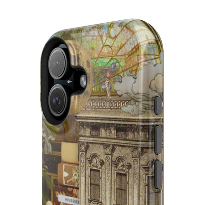 Whimsical Road Trip Collage MagSafe iPhone Case – Dual-Layer Protection with Vintage Art and Adventure Design