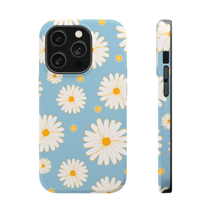 Bright Daisy MagSafe iPhone Case – Light Blue Background, Shockproof and Slim Design