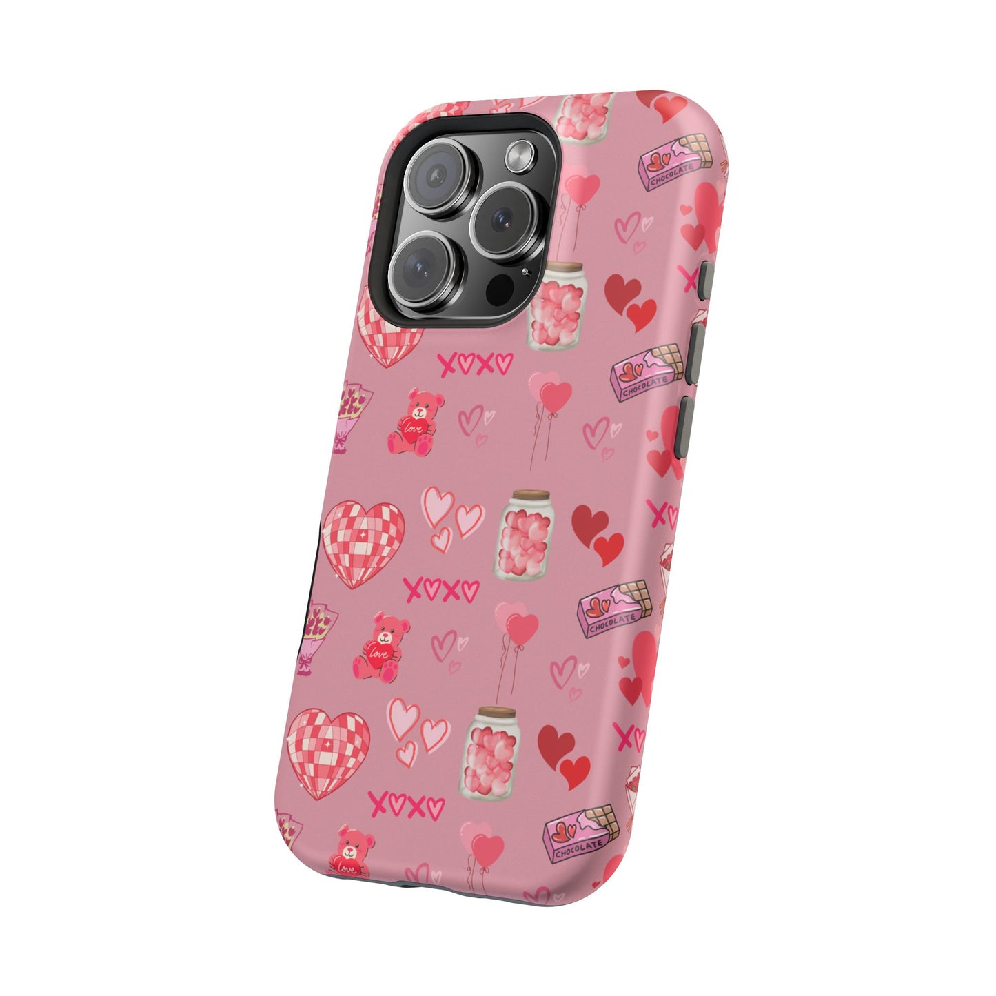 Pink Valentine Love Collage – MagSafe-Compatible iPhone Case