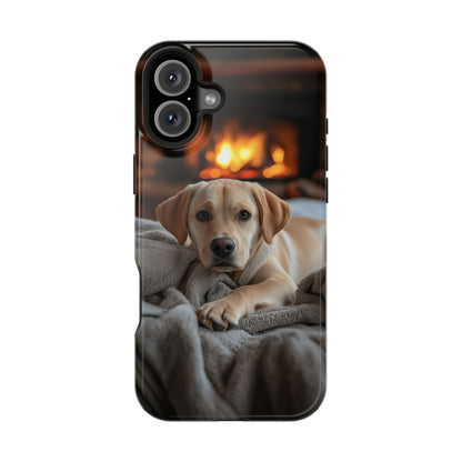 Cozy Golden Retriever by the Fireplace - MagSafe Case