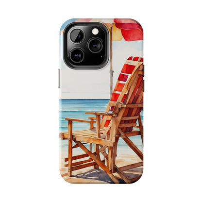 Beach Bliss iPhone Series Case – Relaxing Seaside Chair and Umbrella Design