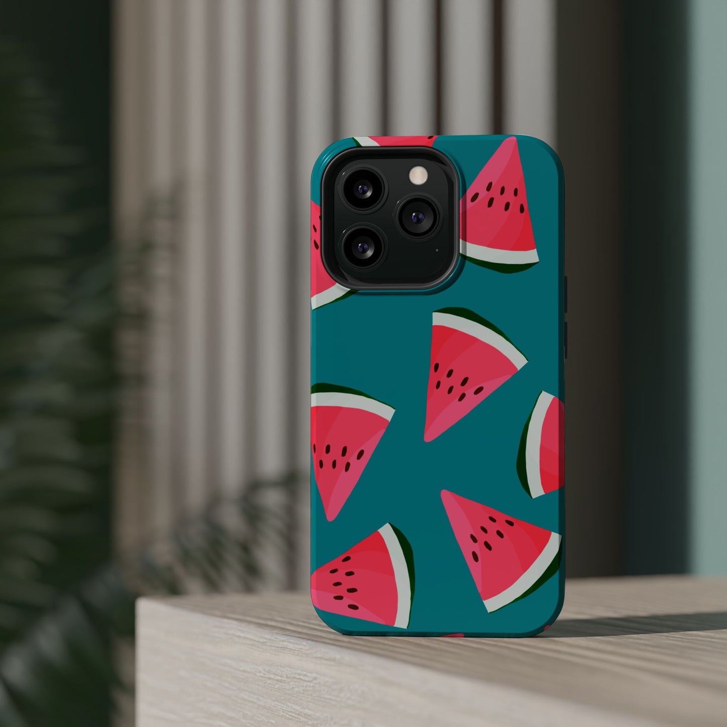 Watermelon Bliss MagSafe iPhone Case – Vibrant Summer Fruit Design on Teal Background