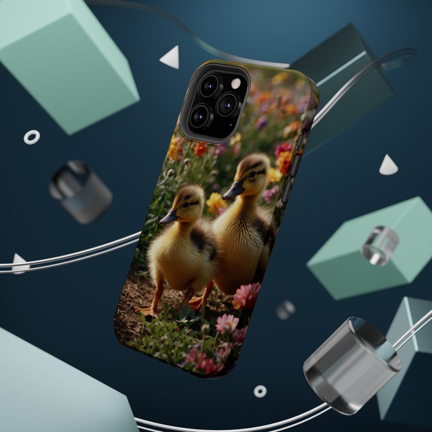 Charming Ducklings in Floral Garden - MagSafe iPhone Case