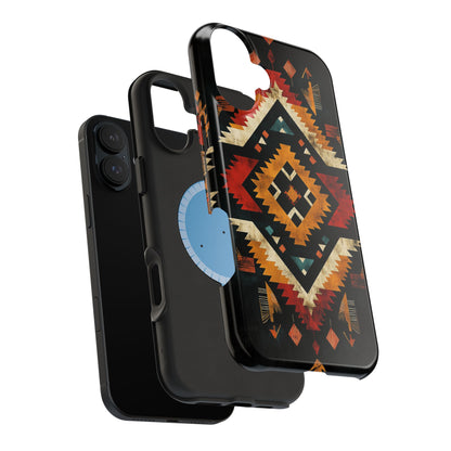 Southwestern Tribal Diamond Tough MagSafe iPhone Case – Bold Geometric Pattern, Dual-Layer Protection