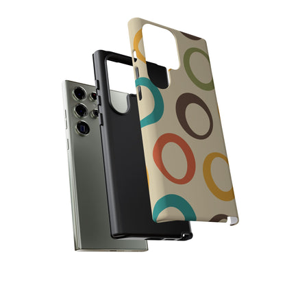 Retro Colorful Rings Samsung Galaxy Case – Shockproof, Matte Finish, Dual-Layer Protection