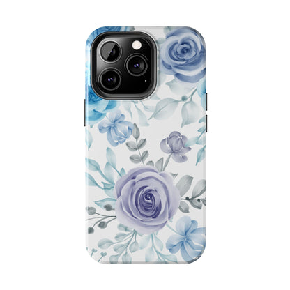 Elegant Blue & Violet Roses iPhone Case – Luxurious Floral Design for Chic Device Protection