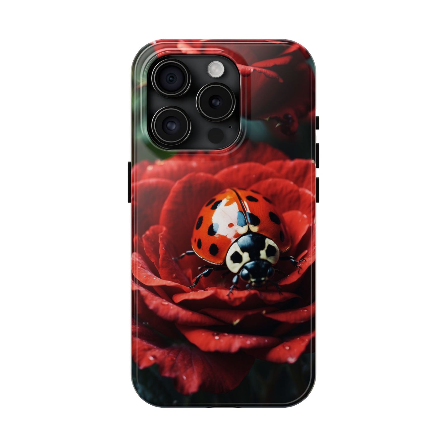 Elegant Rose & Ladybug Charm - iPhone Series Case