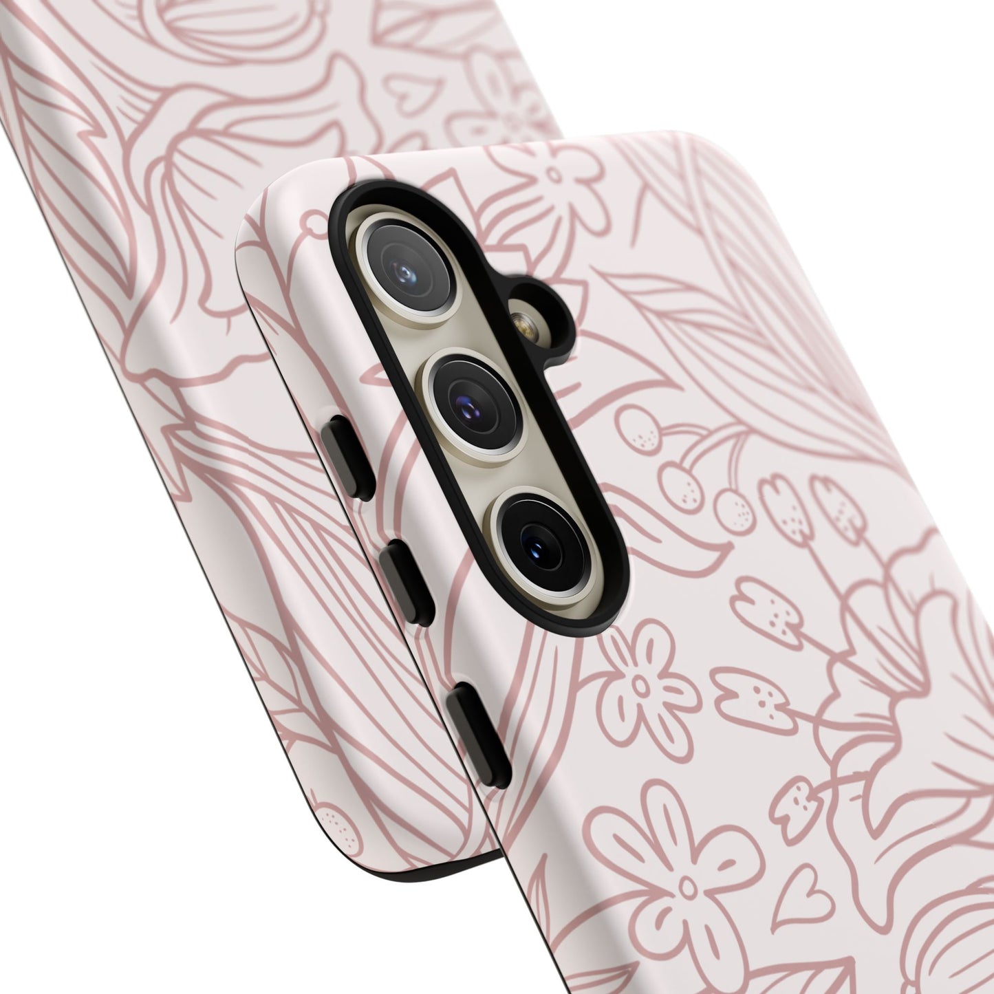 Blush Floral Line Art Tough Samsung Galaxy Case – Delicate Minimalist Design with Dual-Layer Protection