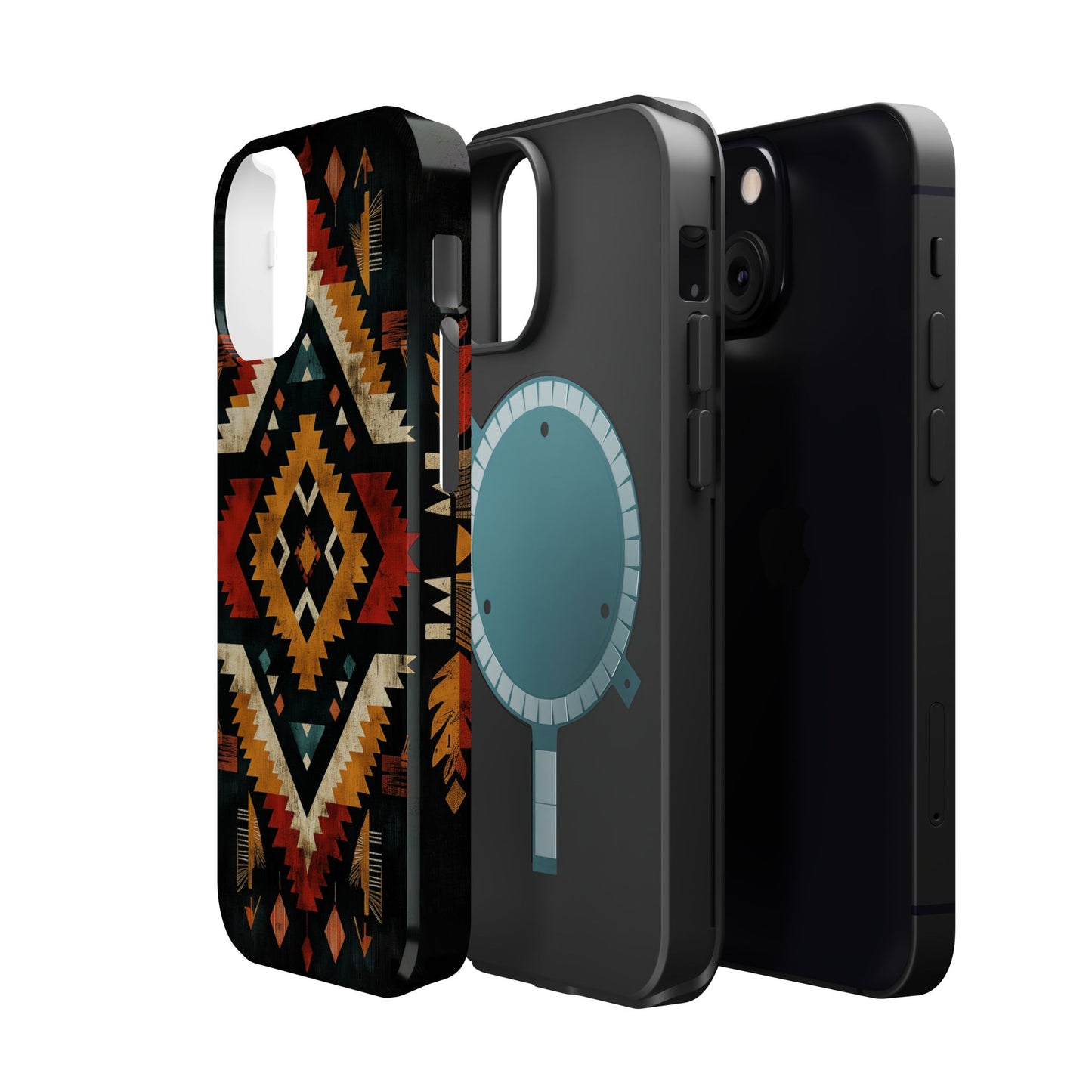 Southwestern Tribal Diamond Tough MagSafe iPhone Case – Bold Geometric Pattern, Dual-Layer Protection