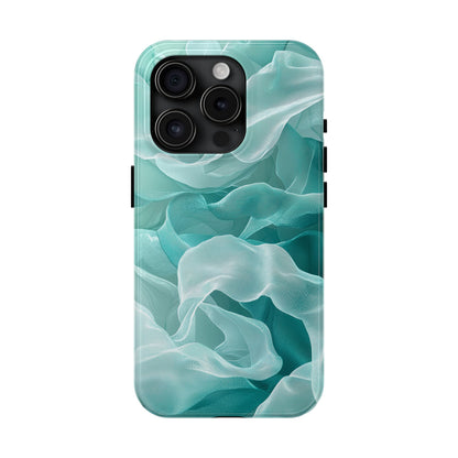 Elegant Flowing Teal Fabric iPhone Case – Soft Waves Design - BOGO Cases