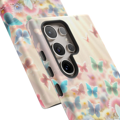 Butterfly Blossom Samsung Case - Pastel Floral Protective Cover