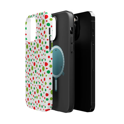 Red & Green Christmas Polka Dots – MagSafe iPhone Case