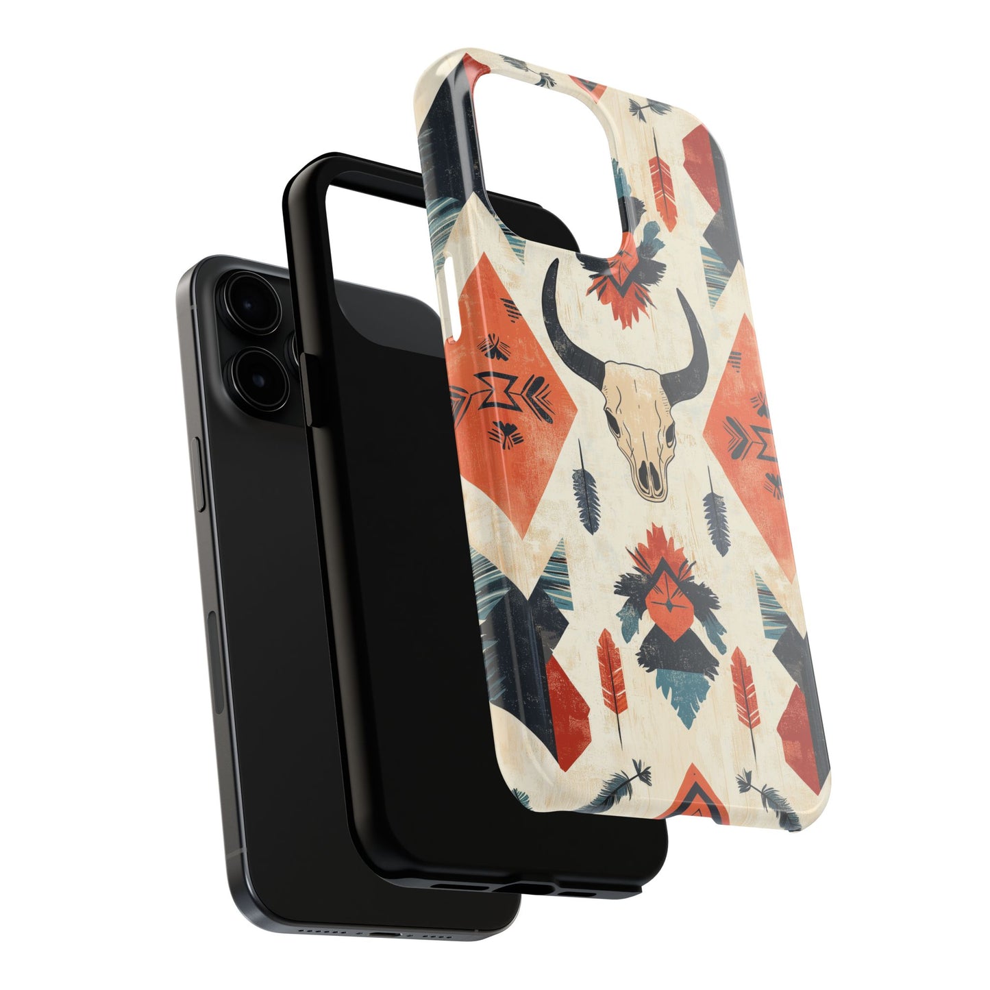 Southwestern Bull Skull iPhone Case – Durable Matte Finish with Rustic Tribal Design - BOGO Cases